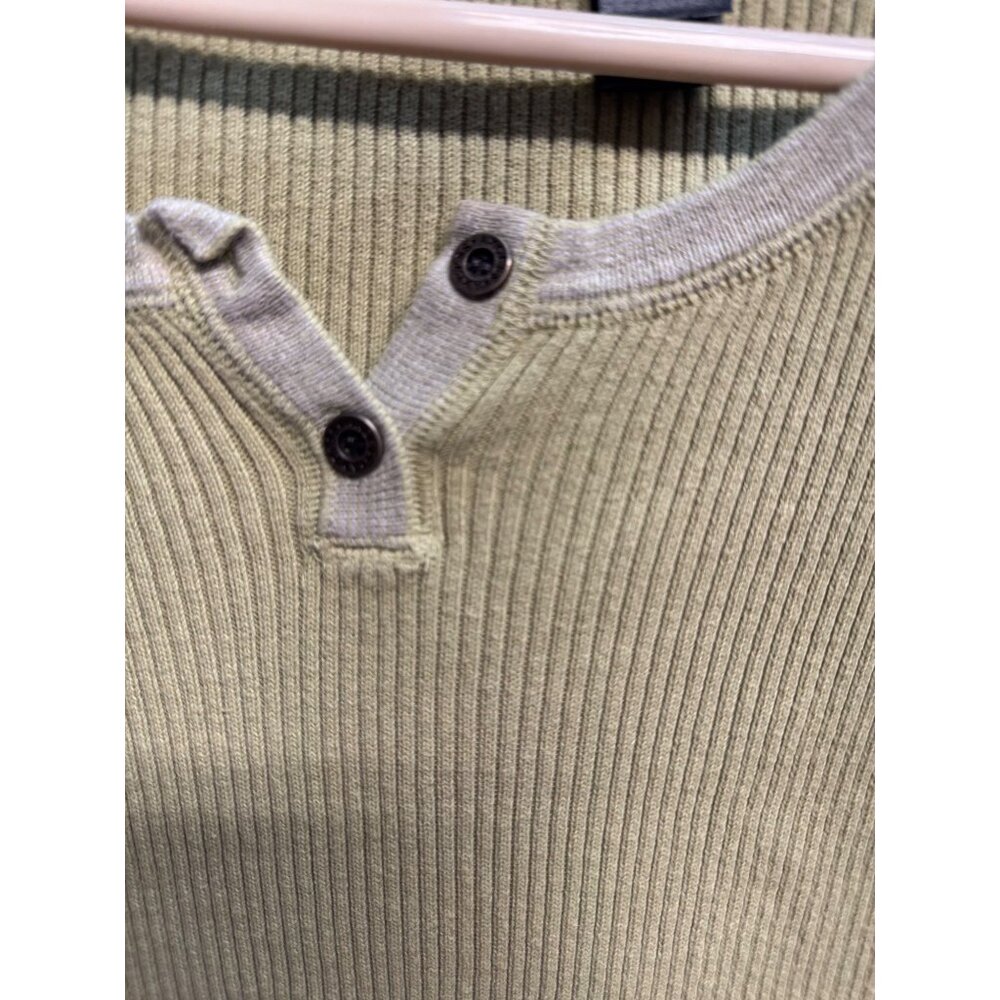 Liz Claiborne Axcess Green Ribbed Henley Long Sleeve Top Womens Size L - Picture 3 of 8